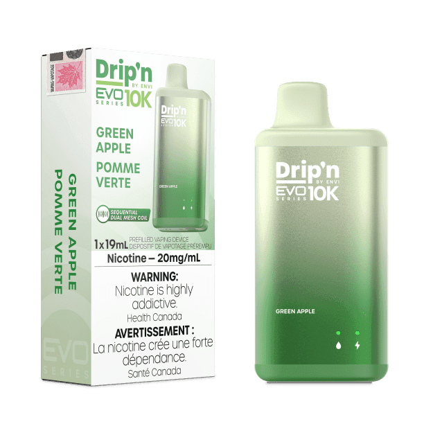 Dripn_EVO-10K_NOV2023-RENDER-FAM_EXS_20mg_GreenApple-min.png Drip'n EVO 10K By Envi (10000 Puffs) Disposable Vape – Green Apple
