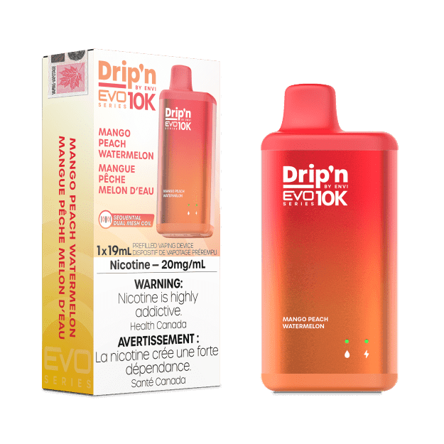 Dripn_EVO-10K_NOV2023-RENDER-FAM_EXS_20mg_MangoPeachWatermelon-min.png Drip'n EVO 10K By Envi (10000 Puffs) Disposable Vape – Mango Peach Watermelon