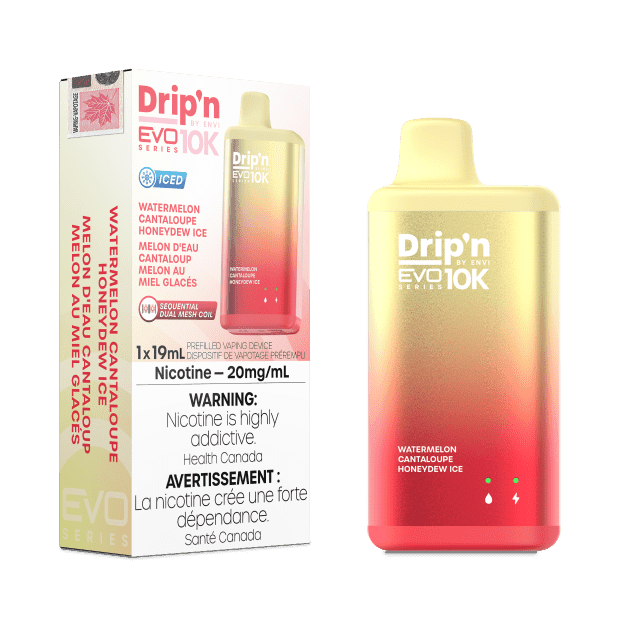 Dripn_EVO-10K_NOV2023-RENDER-FAM_EXS_20mg_WatermelonCantaloupeHoneydewIce-min.png Drip'n EVO 10K By Envi (10000 Puffs) Disposable Vape – Watermelon Cantaloupe Honeydew Ice