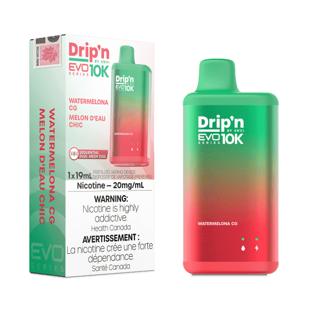 Dripn_EVO-10K_NOV2023-RENDER-FAM_EXS_20mg_WatermelonaCG-min.png Drip'n EVO 10K By Envi (10000 Puffs) Disposable Vape – Watermelona CG