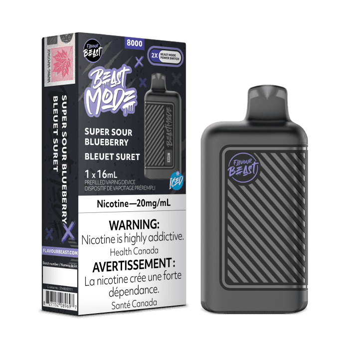 FlavourBeast_BeastMode_NOV2023-RENDER-FAM_EXS_20mg_SuperSourBlueberry-min.png Flavour Beast Mode 8K 8000 Puffs Disposable Vape – Super Sour Blueberry