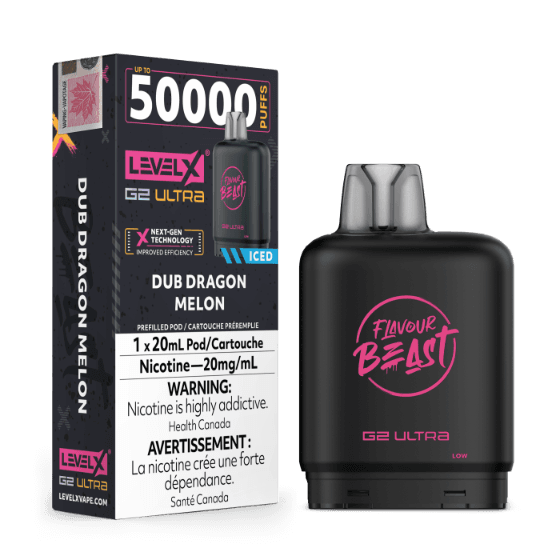 Flavour Beast Level X G2 Ultra 50K Puffs Pods – Dub Dragon Melon Flavour Beast Level X G2 Ultra 50K Puffs Pods – Dub Dragon Melon