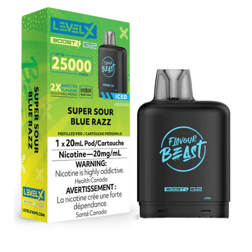 Flavour Beast Level X Boost G2 25000(25K) Pods – Super Sour Blue Razz