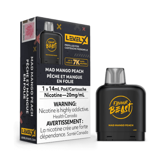 Flavour Beast Level X (7000 Puffs) Pods – Mad Mango Peach