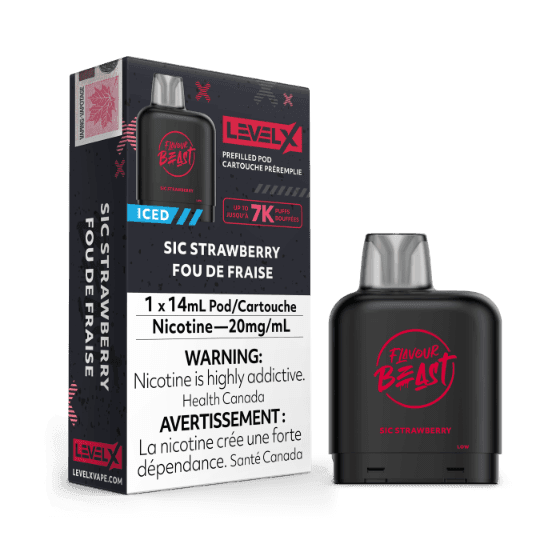 Flavour Beast Level X (7000 Puffs) Pods – Sic Strawberry