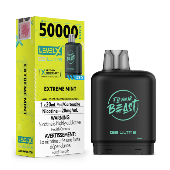 Flavour Beast Level X G2 Ultra 50K Puffs Pods – Extreme Mint Flavour Beast Level X G2 Ultra 50K Puffs Pods – Extreme Mint