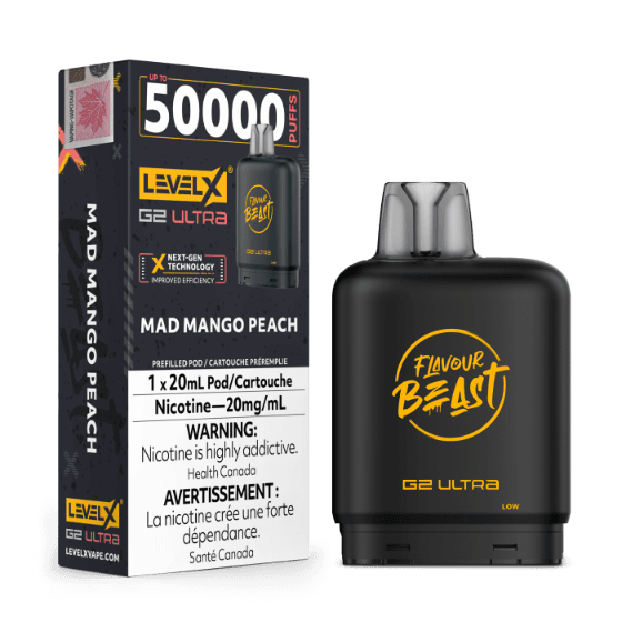 Flavour Beast Level X G2 Ultra 50K Puffs Pods – Mad Mango Peach Flavour Beast Level X G2 Ultra 50K Puffs Pods – Mad Mango Peach