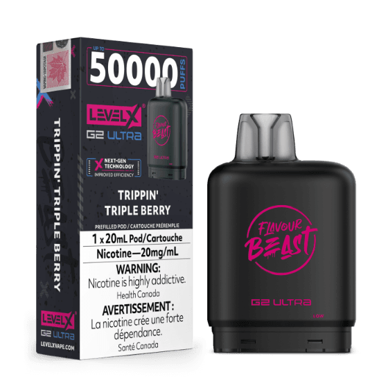 Flavour Beast Level X G2 Ultra 50K Puffs Pods – Trippin Triple Berry Flavour Beast Level X G2 Ultra 50K Puffs Pods – Trippin Triple Berry