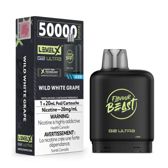 Flavour Beast Level X G2 Ultra 50K Puffs Pods – Wild White grape Flavour Beast Level X G2 Ultra 50K Puffs Pods – Wild White grape