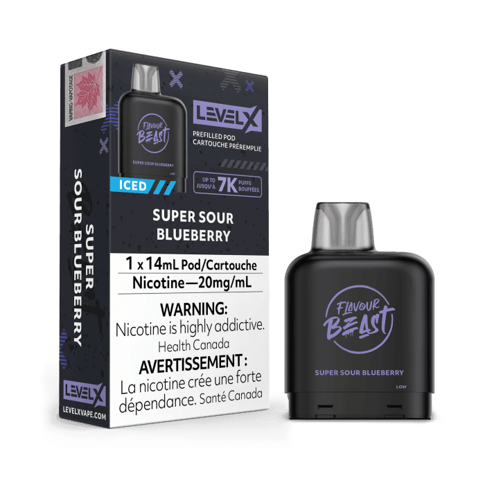 Flavour Beast Level X (7000 Puffs) Pods – Super Sour Blueberry