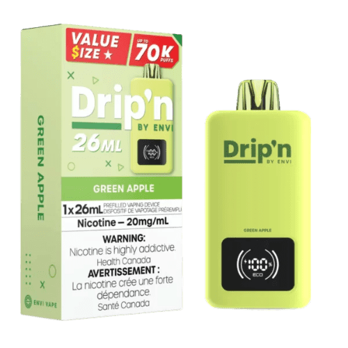 Drip'n 26mL Value Size 70K Puffs Disposable Vape – Green apple