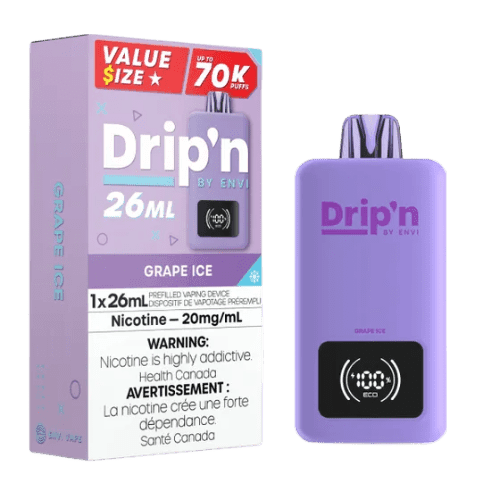 Drip'n 26mL Value Size 70K Puffs Disposable Vape –grape ice