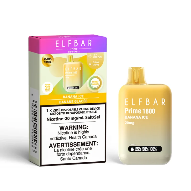 elf bar prime 1800 Banana Ice
