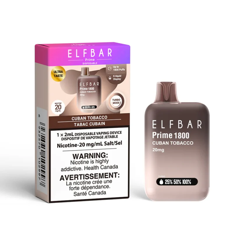 elf bar prime 1800 Cuban Tobacco