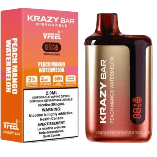 krazy-bar-6000-peach-mango-watermelon.png Krazy Bar 7500 Puffs Disposable Vape (KBar) – Peach mango watermelon