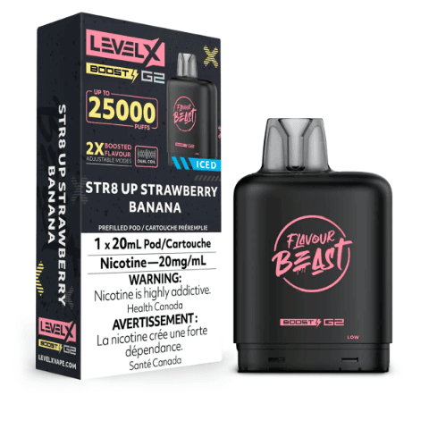 Flavour Beast Level X Boost G2 25000(25K) Pods – STR8 UP STRAWBERRY BANANA