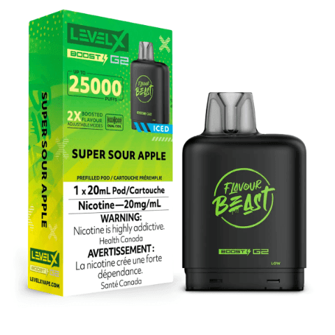 Flavour Beast Level X Boost G2 25000(25K) Pods – Super Sour Apple