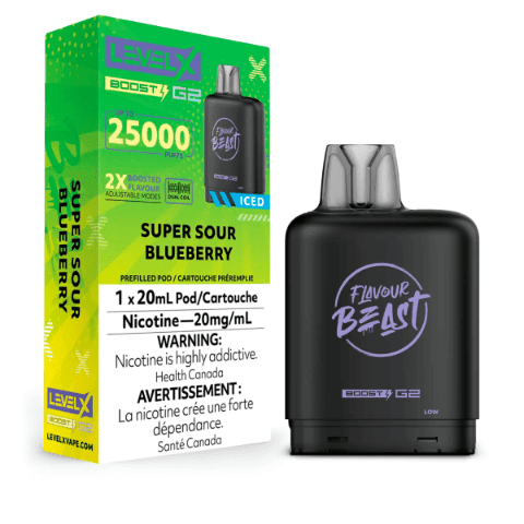 Flavour Beast Level X Boost G2 25000(25K) Pods – Super Sour BlueBerry