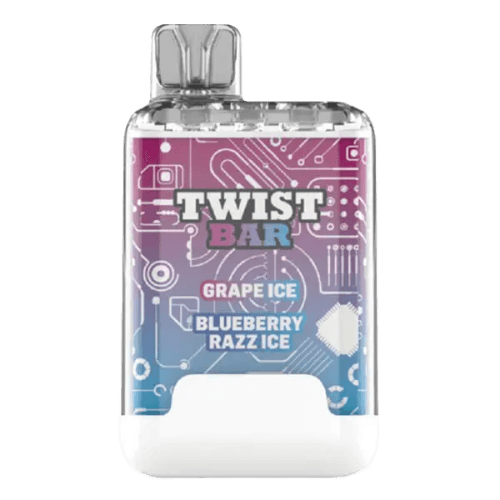 twist-bar-grape-ice_blueberry-razz-ice.png Twist Bar (Dual Pod) 10000 Puffs Disposable Vape – Grape ice blueberry razz ice