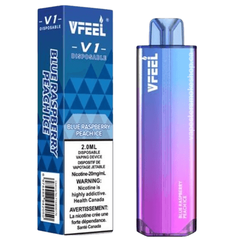 vfeel-5000-blue-raspberry-peach-ice.png Vfeel V1 6000 Puffs Disposable Vape – Blue Raspberry Peach