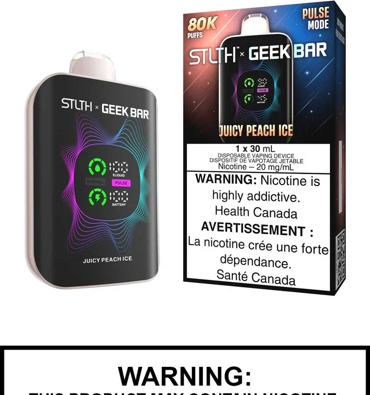 Juicy-Peach-Ice-STLTH-x-Geek-Bar-Disposable-Vape STLTH x Geek Bar 80K Disposable Vape - Juicy Peach Ice