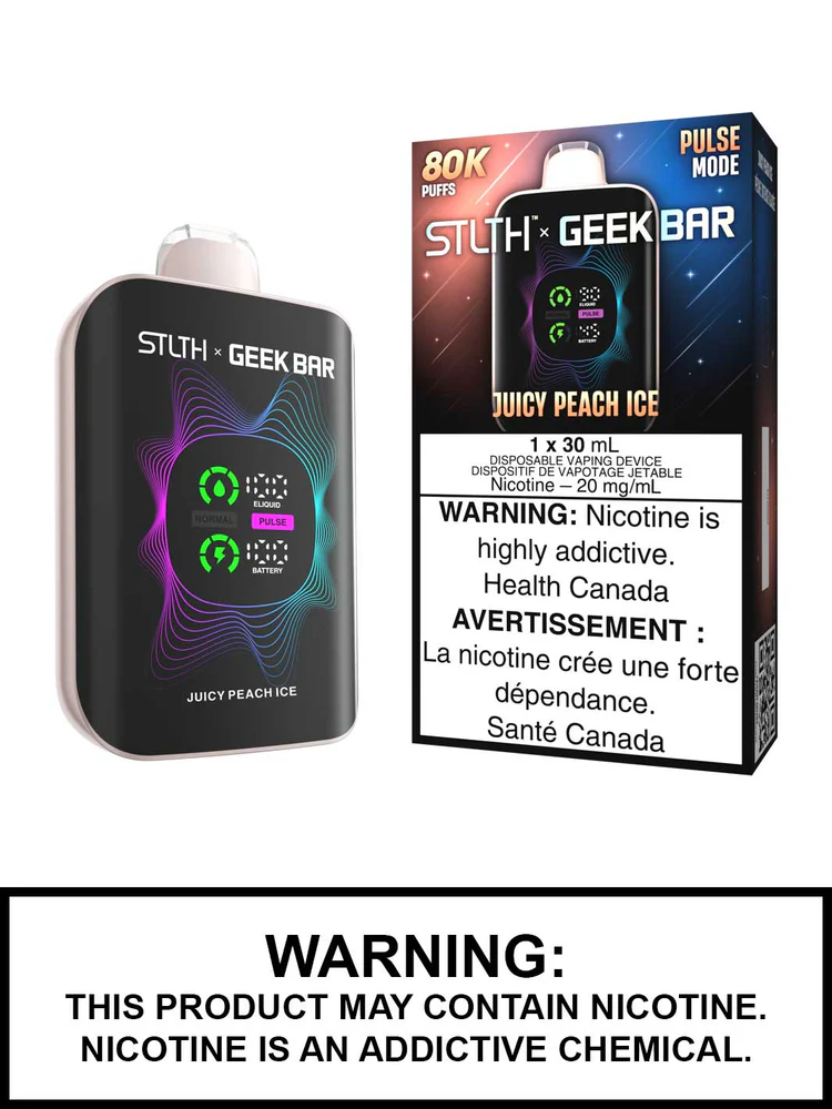 Juicy-Peach-Ice-STLTH-x-Geek-Bar-Disposable-Vape STLTH x Geek Bar 80K Disposable Vape - Juicy Peach Ice